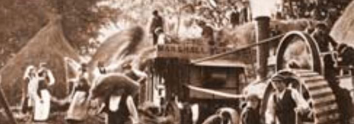 A threshing day in Ireland, a day when all the neighbours worked as a community, known as the tradition of 