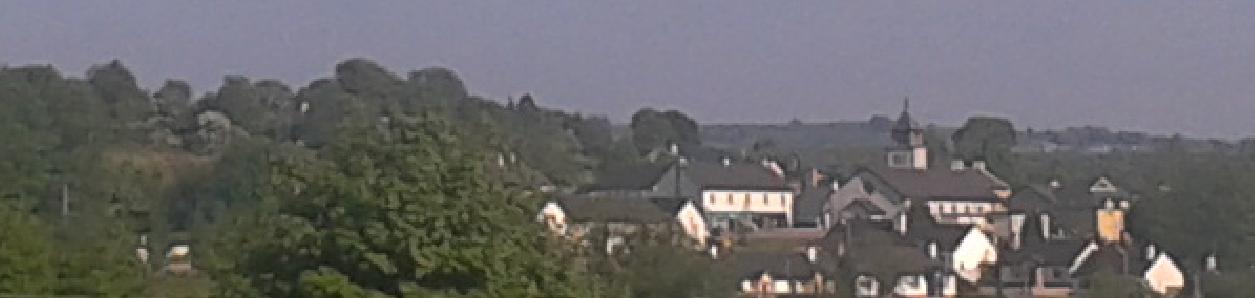 The Village of Ballinamuck in Longford, the chapels spire can be seen which stands on the site of the mud walled church that was saved from the wrecking crew.