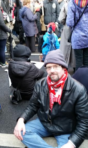 Sit down protest at Nassau Street after being told to return to GPO