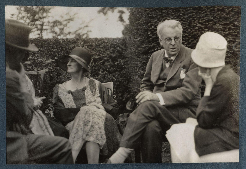 Walter de la Mare and Bertha Georgie Hyde-Lees Yeats with William Butler Yeats and an unknown woman in summer 1930 in photo by Lady Ottoline Morrell