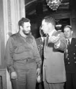 Fidel Castro speaking with Richard Nixon in Washington around the time of the incident - the venue is unknown