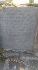 Plaque at St Augustines Holy Well in Galway