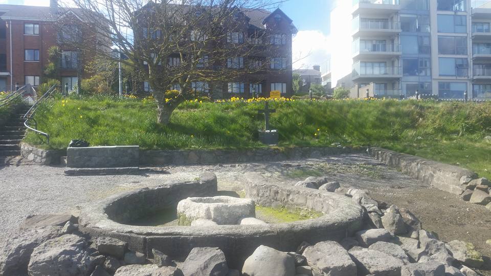St Augustines Holy Well looking up from the shore of Lough Atalia