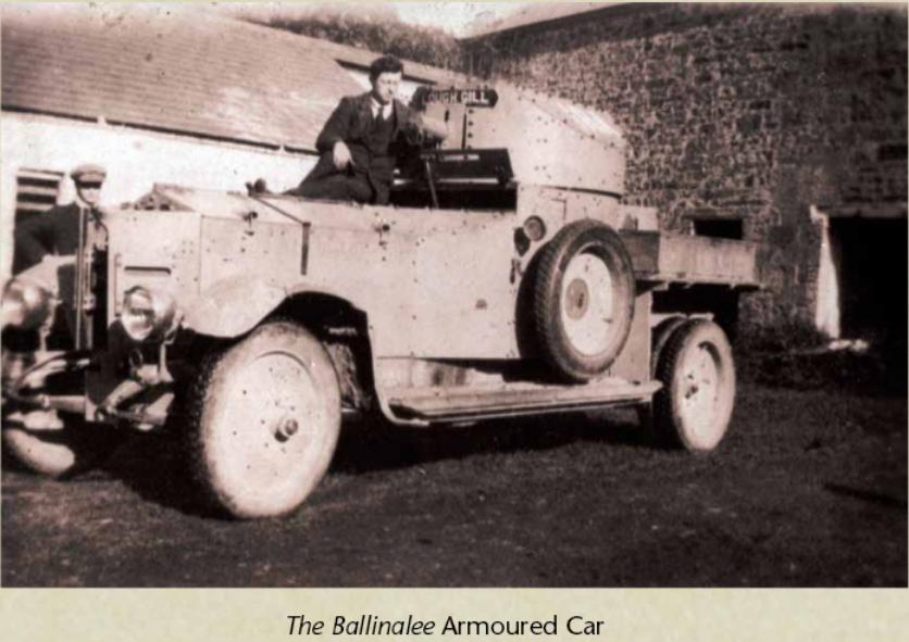 Anti Treaty IRA forces captured "The Ballinalee" armoured car, and it saw action against the Free State Army in future engagements before being burned out when recapture was beyond prevention. It was renamed "The Wild Rose of Lough Gill"