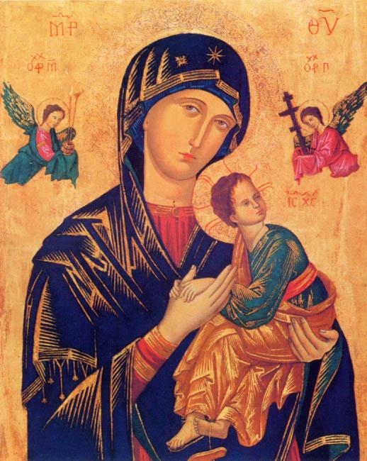 Our Lady of Perpetual Help - By unknown Byzantine painter from the 13th or 14th century,file made by Pablete - Redentoristas, Public Domain, https://commons.wikimedia.org/w/index.php?curid=3414340