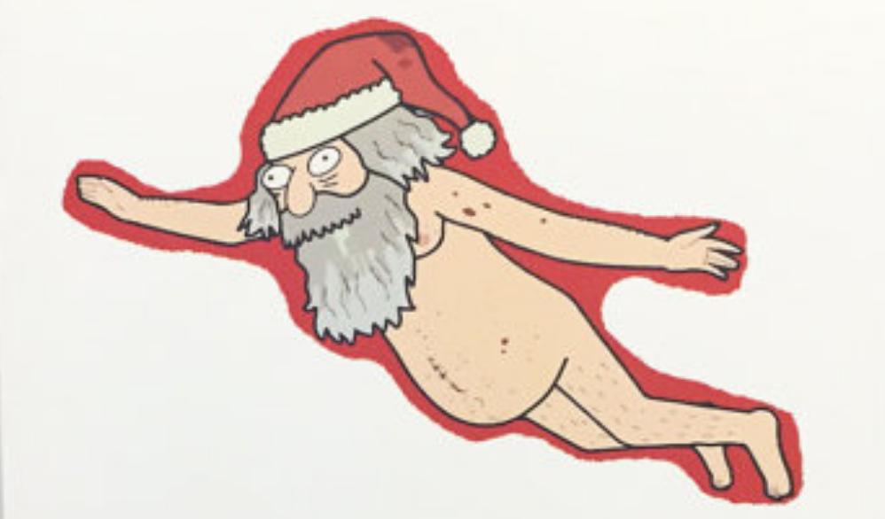 Artist impression of Willie Rimes when he was arrested for skinny dipping while drunk doing Santa