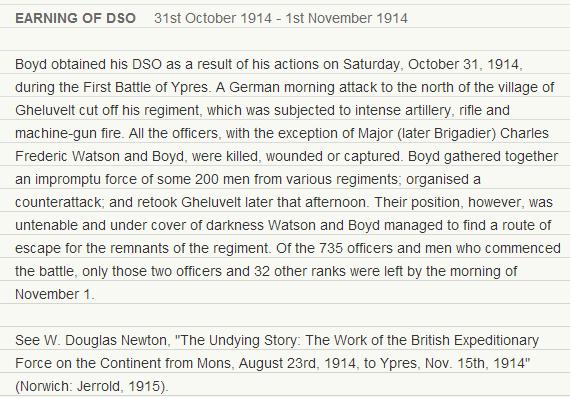 John Boyd Doppings DSO citation for the Battle of Gheluvelt