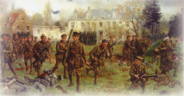 The Second Battalion of the Worcesters did not know that the Welsh were still left, and were delighted and surprised to find them in the Chateau, before they advanced and retook the village under the leadership of John Dopping Boyd 