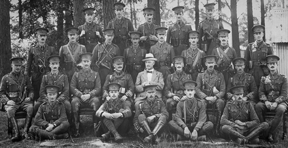 Ist Battalion Queens Own Surrey Rgt in Aldershot in August 1914 - John Dopping Boyd at back at extreme right