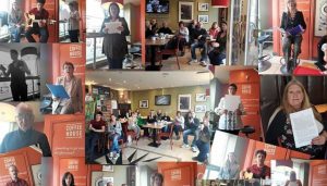 Longford Writers in Cafe 45 for Culture Night 2017 - Photo Montage by Sally Martin